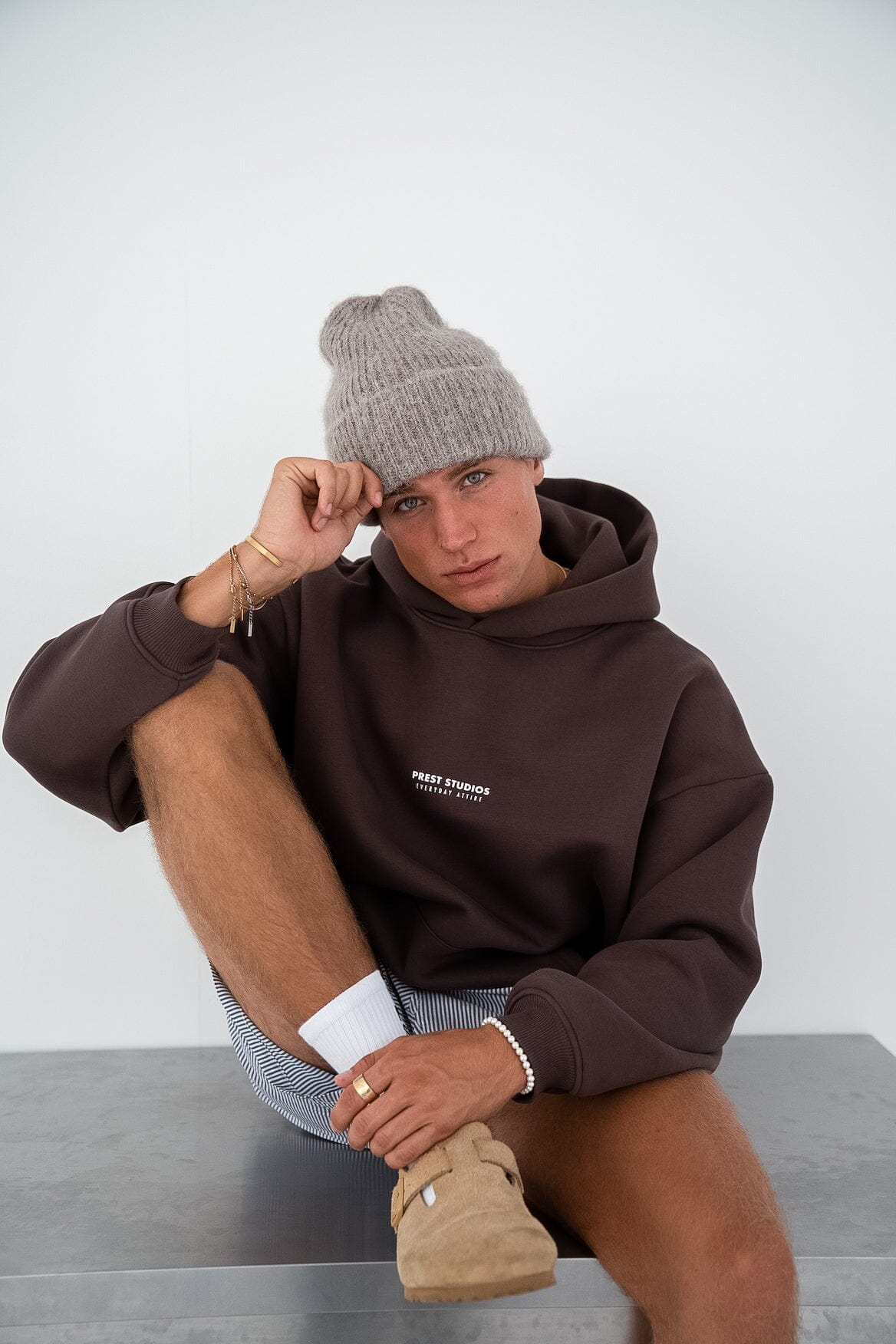 Oversize Hoodie Braun für Herren