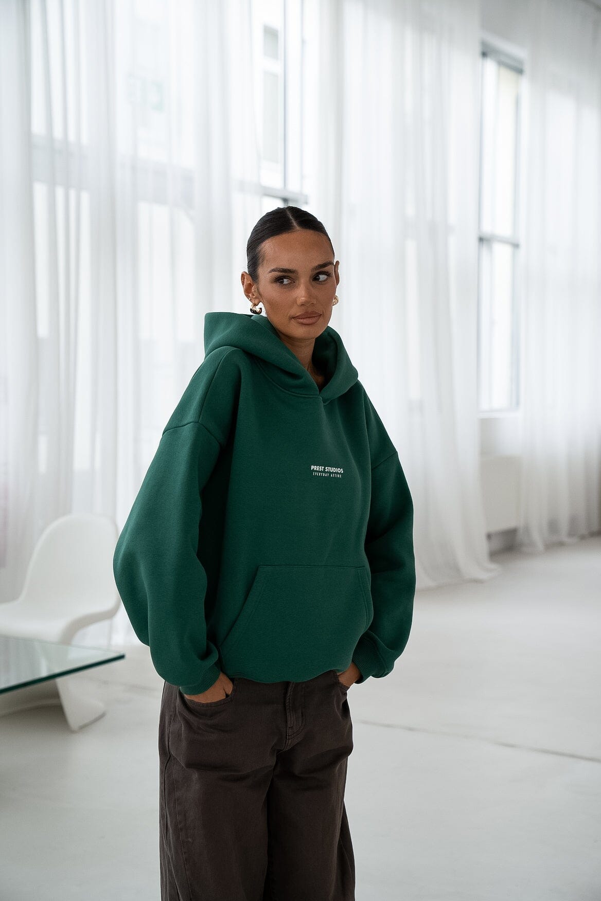 Dunkelgrüner Hoodie Damen