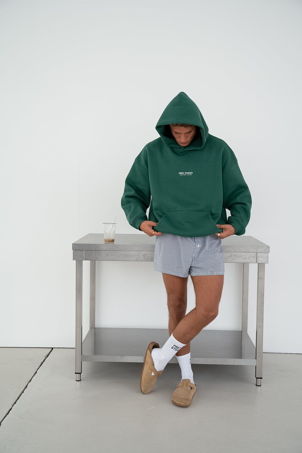 Dunkelgrüner Hoodie Herren