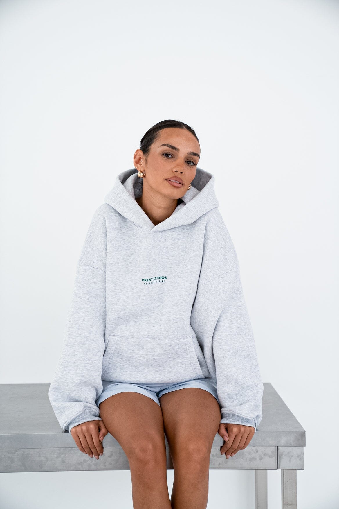 Oversize Hoodie Melange Grau PREST STUDIOS 