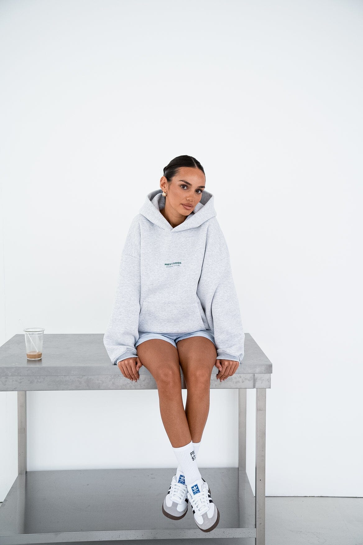 Oversize Hoodie Melange Grau PREST STUDIOS 