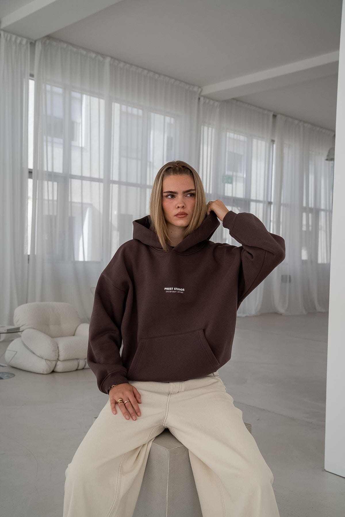 Brauner zip hoodie oversized