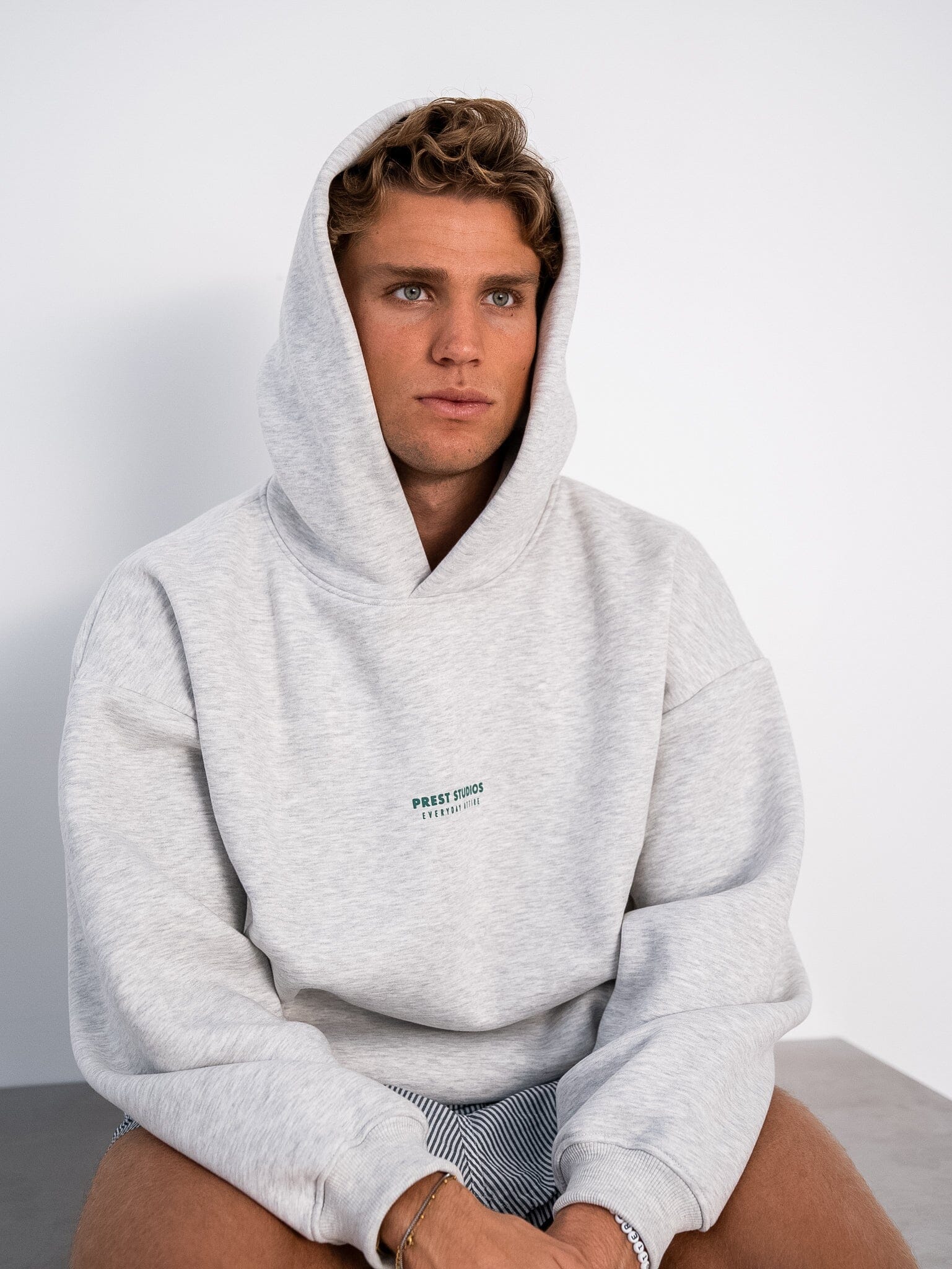 Oversize Hoodie Melange Grau Bekleidung PREST STUDIOS 