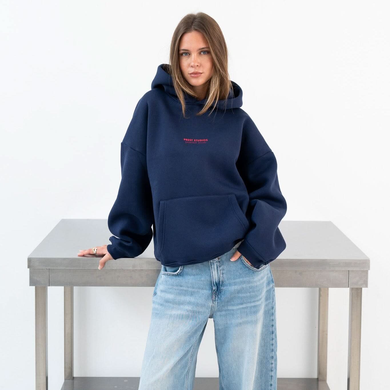 Navy Blue Hoodie I Prest Studios