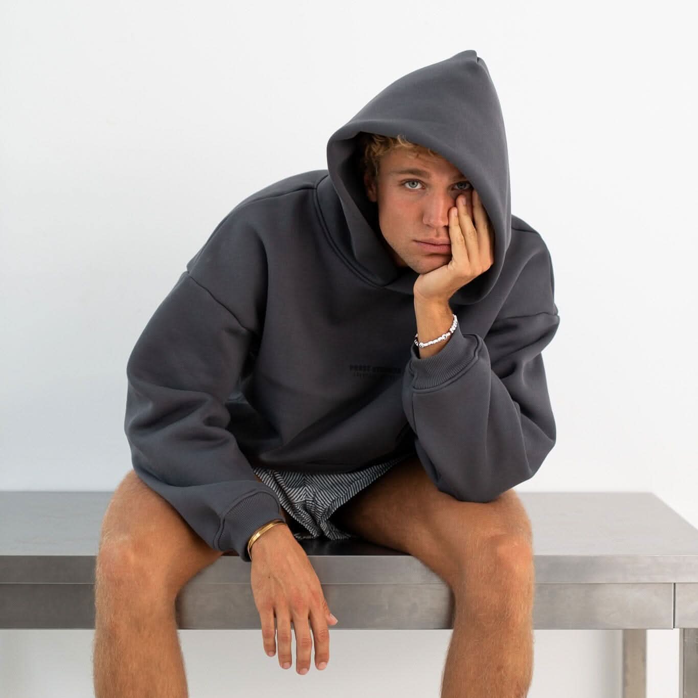 Oversize hoodie dunkelgrau herren