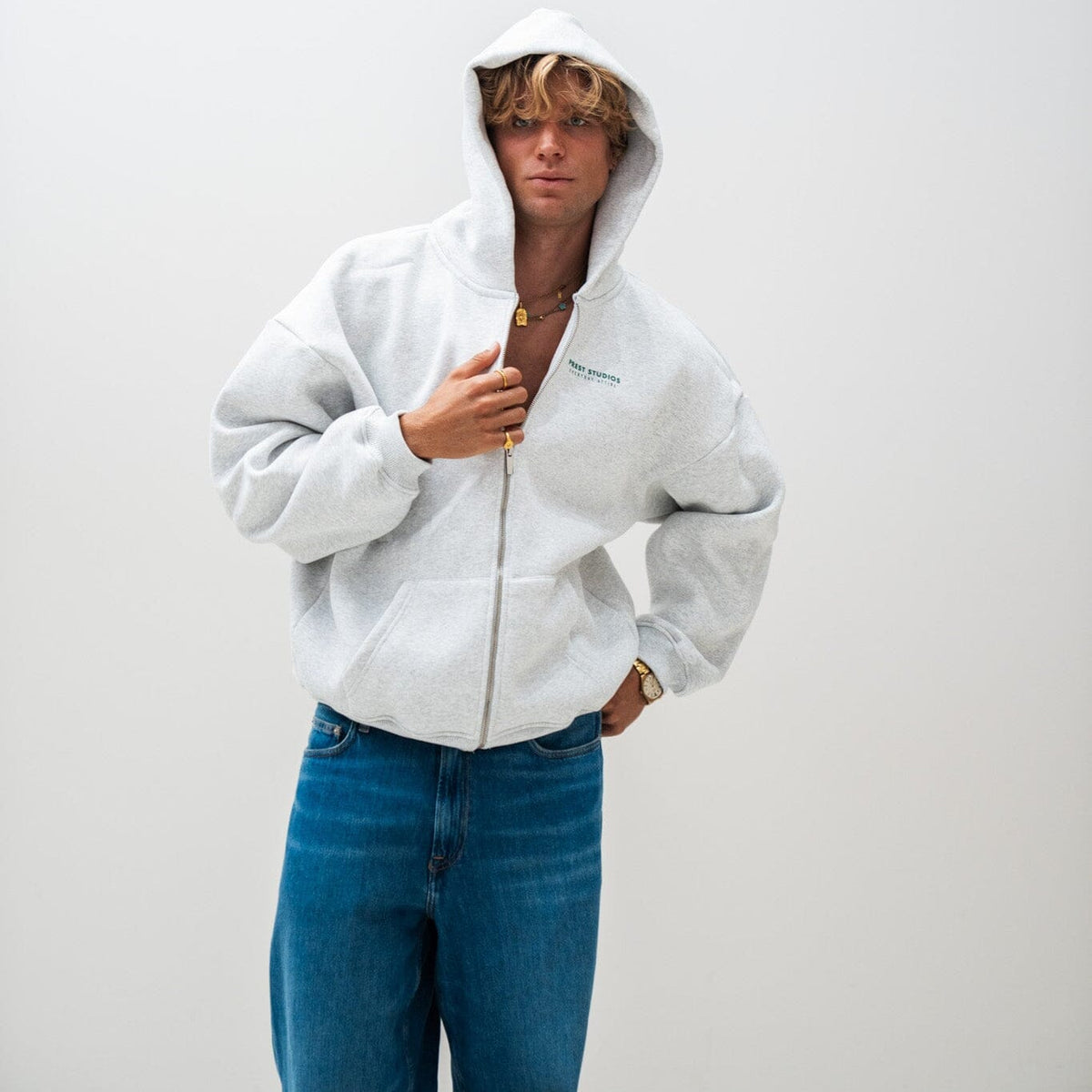 Zip Jacket Melange Grau PREST STUDIOS 