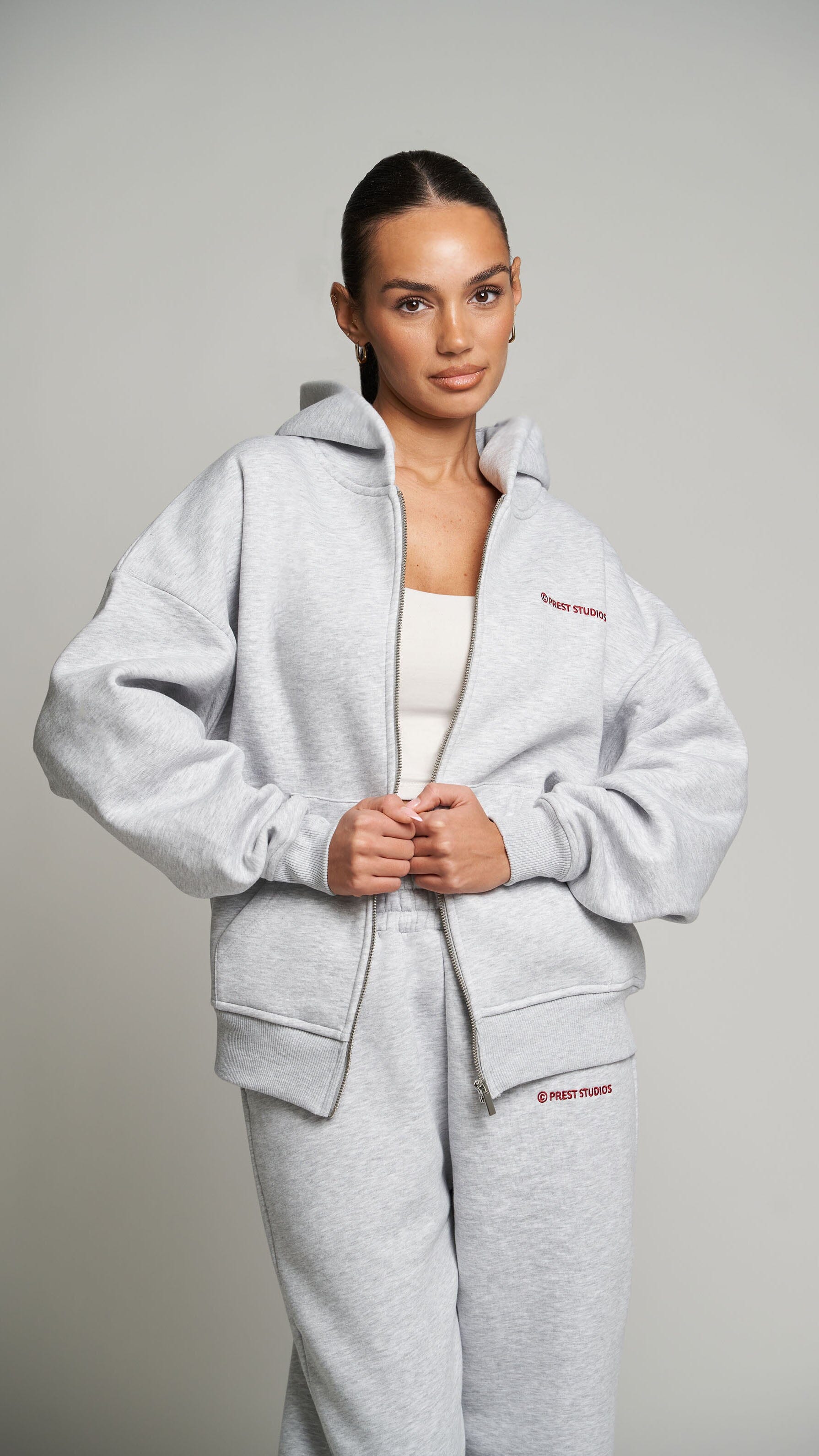 Zip Hoodie Grau Damen