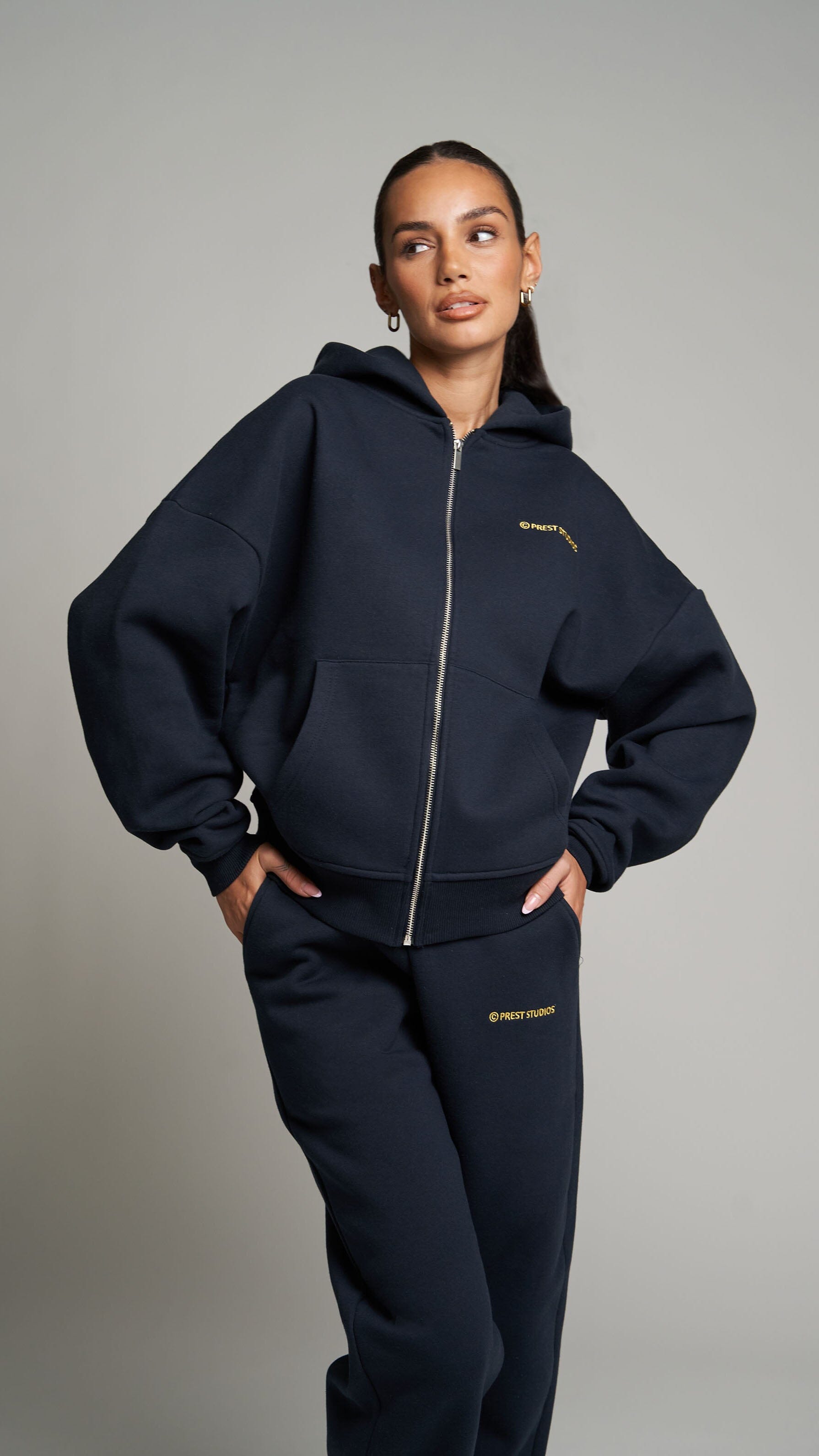 Zip Hoodie Navy Blue Damen