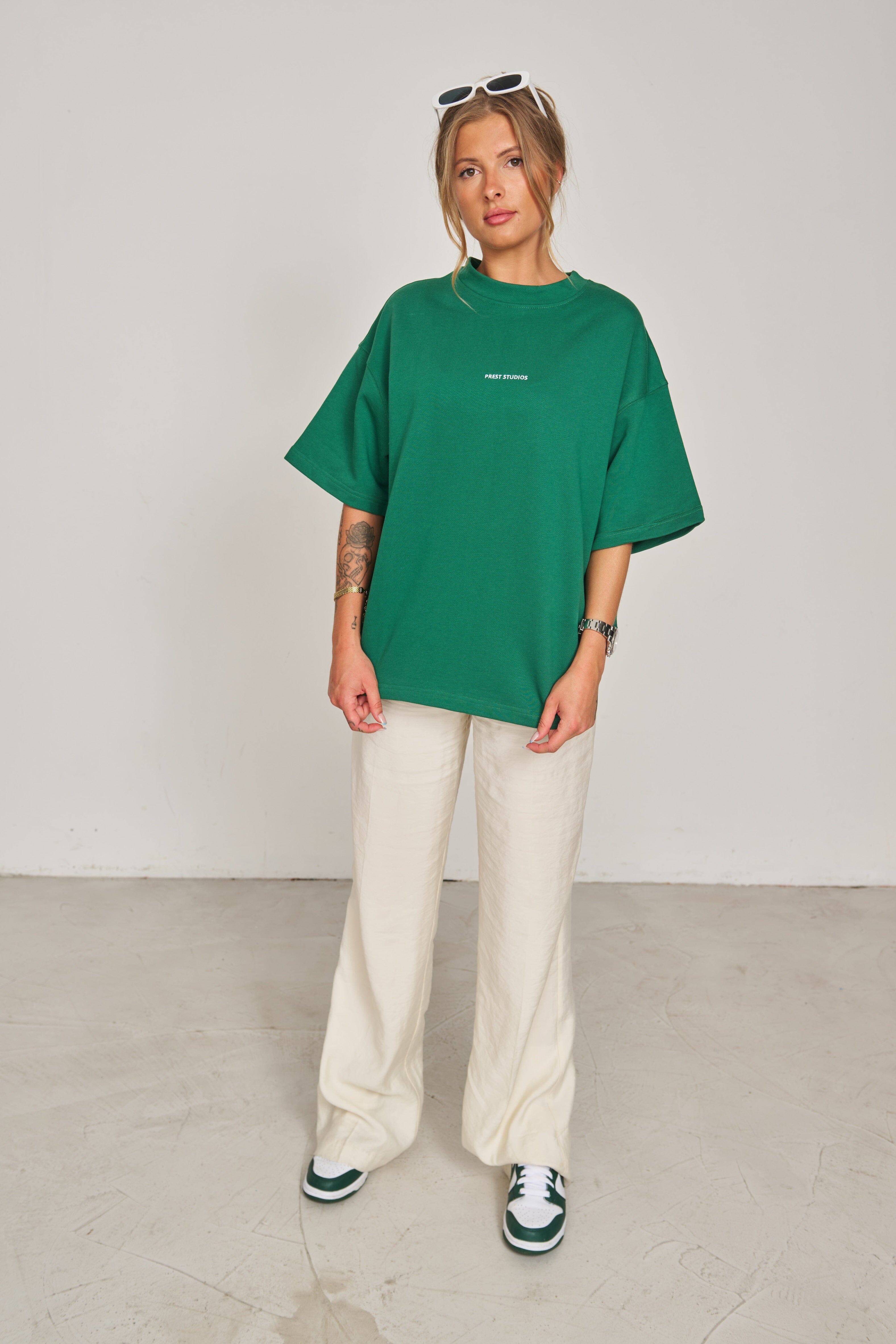 Grünes oversize T-Shirt für Frauen