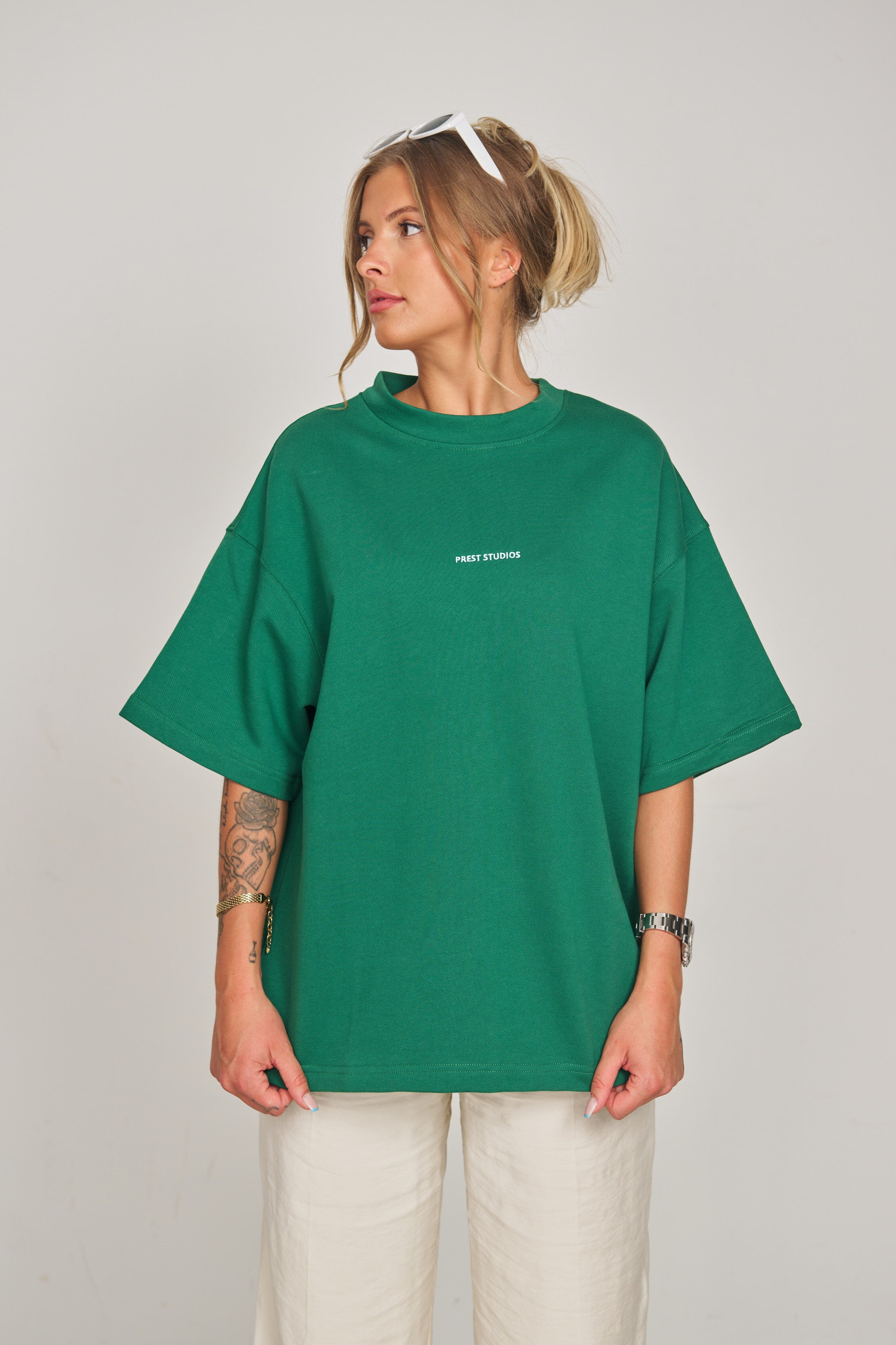 Grünes oversize T-Shirt für Frauen